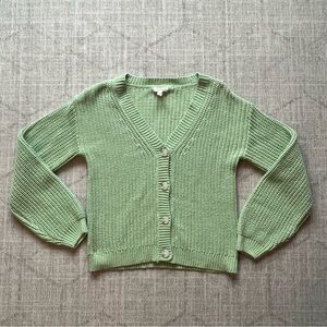 Cat & Jack Target Girl’s Youth Green Knitted Button Up Cardigan Sweater LARGE.